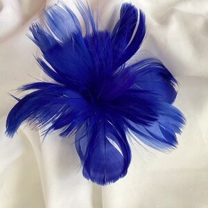 Petite Royal blue Feather Fascinator Hair Clip, brooch pin. Hat clip